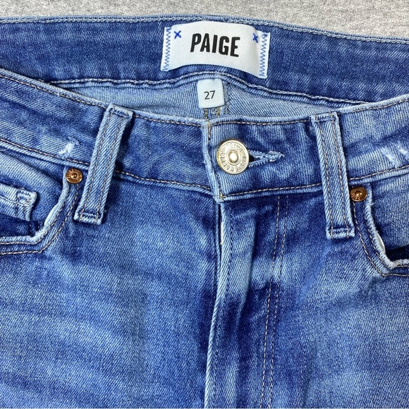 Paige Jeans Womens 27 Blue Hoxton Ankle Skinny Mid Rise Raw Hem Stretch Denim - Picture 4 of 16